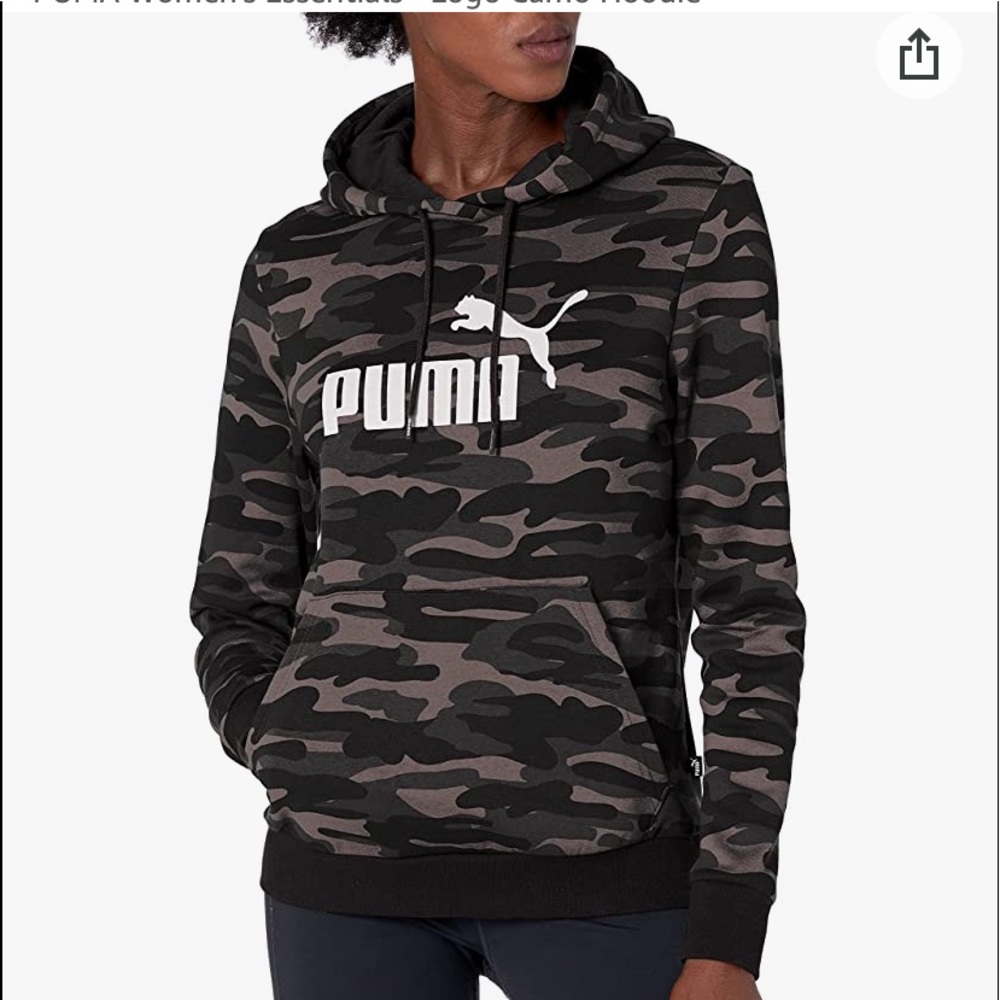 NWT PUMA Camo Hoodie Women's Medium Black Gray